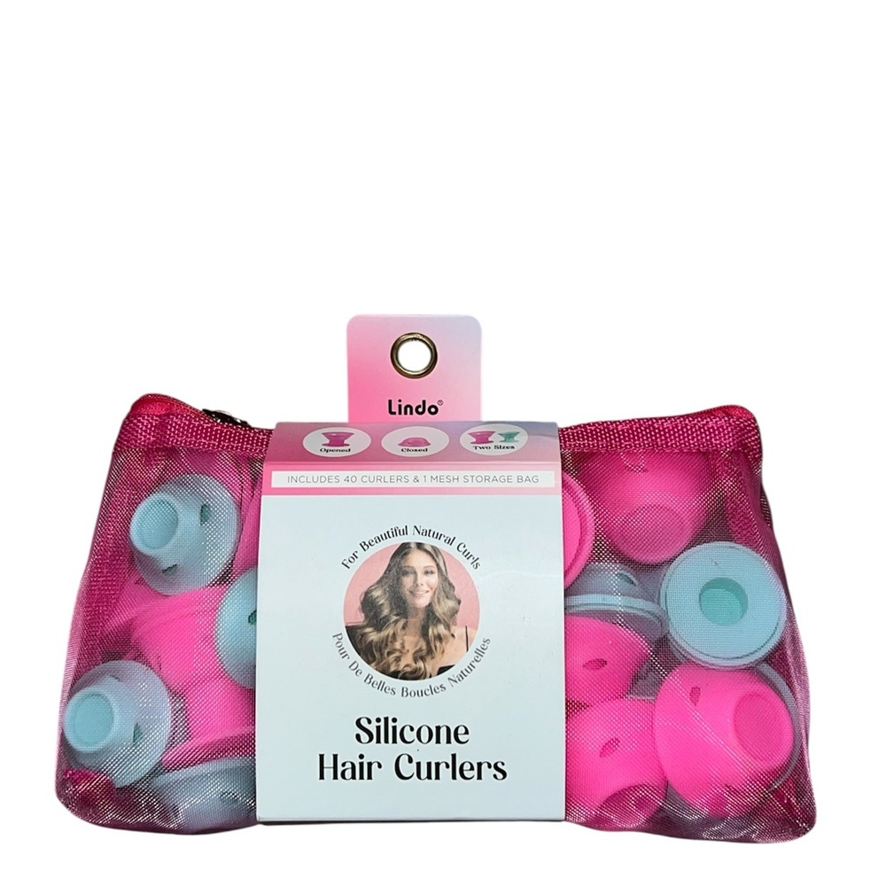 Pink and Blue Silicone Hair Curlers